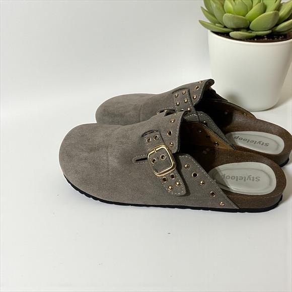 Styleloop Womens Mules Clogs Slip On Studded Buckle Detail Comfort Casual Sz 11 - Picture 2 of 6
